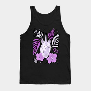 Unicorn and Hibiscus Pink White Floral Pattern Tank Top